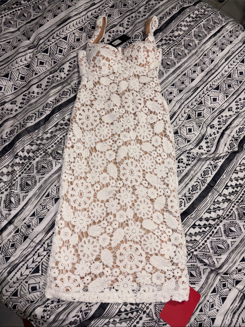 Fashion Nova Cream Crochet Lace Midi Dress